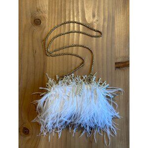 Ostrich Feather Beaded Clutch - Bridal